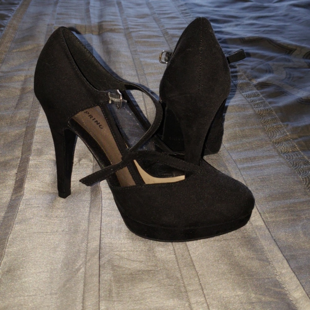 Call it Spring swade black heels
